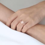 0.6ct Pear Pink Opal Rings​ Nature-Inspired Ring with Matte Finish in Rose Gold