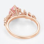 1.7ct Pear Cut Pink Sapphire Engagement Rings Botanical Bridal Ring in Rose Gold