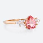 1.2ct Pear Cut Pink Sapphire Ring Floral Cluster Engagement Bridal Ring in Rose Gold