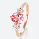 1.2ct Pear Cut Pink Sapphire Ring Floral Cluster Engagement Bridal Ring in Rose Gold