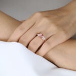 1.2ct Pear Cut Pink Sapphire Ring Floral Cluster Engagement Bridal Ring in Rose Gold