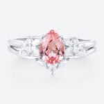 1.2ct Pear Cut Pink Sapphire Ring​ Set with Curved Wedding Ring Set in White Gold