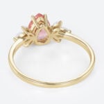 1.6ct Pear Cut Pink Sapphire Engagement Ring with Opal Accents in Yellow Gold