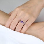 1.2ct Round Cut Amethyst Ring Nature-Inspired Engagement Ring in White Gold