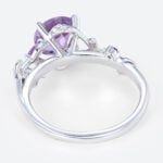 1.2ct Round Cut Amethyst Ring Nature-Inspired Engagement Ring in White Gold