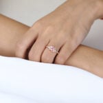 1ct Round Cut Pink Sapphire Ring Celestial-Inspired Engagement Ring in Rose Gold