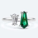 Shield Shaped Lab Grown Diamond Toi et Moi 4 Claw Prong Engagement Ring in Yellow Gold (7)