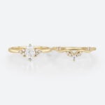 0.5ct Oval Lab Grown Diamond Ring​ Set Romantic Elegant 6 Claw Prong Engagement Ring Set in Yellow Gold