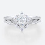 0.5ct Oval Lab Grown Diamond Ring​ Set Romantic Elegant 6 Claw Prong Engagement Ring Set in White Gold