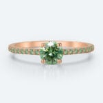 0.5ct Fancy Green Lab Diamond Ring | Rose Gold Pavé Band