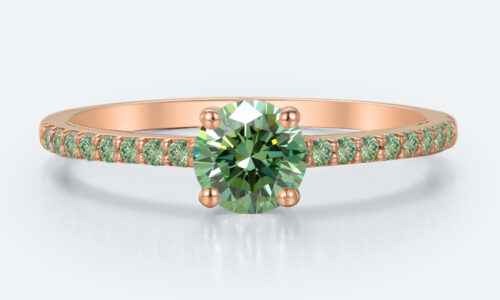 0.5ct Fancy Green Lab Diamond Ring | Rose Gold Pavé Band