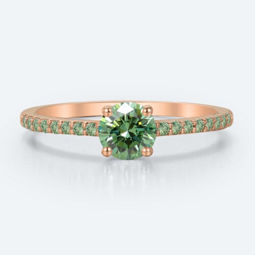 0.5ct Fancy Green Lab Diamond Ring | Rose Gold Pavé Band