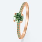 0.5ct Fancy Green Lab Diamond Ring | Rose Gold Pavé Band