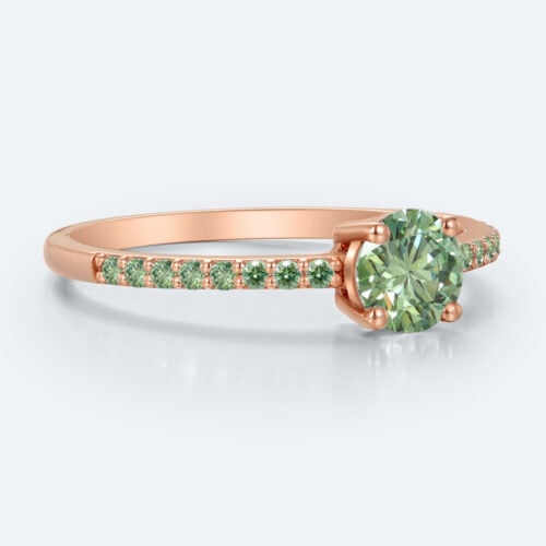 0.5ct Fancy Green Lab Diamond Ring | Rose Gold Pavé Band