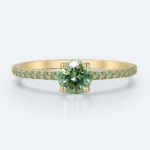 0.5ct Fancy Green Lab Diamond Ring | Yellow Gold Pavé Band