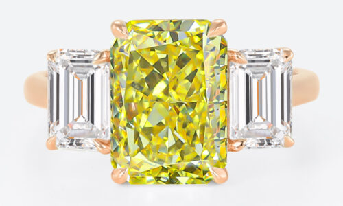 3ct Fancy Yellow Lab Diamond Ring | Radiant & Emerald Three-Stone