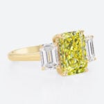 3ct Fancy Yellow Lab Diamond Ring | Radiant & Emerald Three-Stone