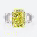 3ct Fancy Yellow Lab Diamond Ring | Radiant & Emerald Three-Stone