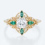 Ornate Filigree Cushion Lab Diamond Ring | Vintage Art Deco in Yellow Gold