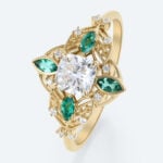 Ornate Filigree Cushion Lab Diamond Ring | Vintage Art Deco in Yellow Gold