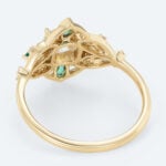 Ornate Filigree Cushion Lab Diamond Ring | Vintage Art Deco in Yellow Gold