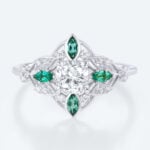 Ornate Filigree Cushion Lab Diamond Ring | Vintage Art Deco in White Gold