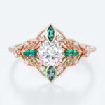 Ornate Filigree Cushion Lab Diamond Ring | Vintage Art Deco in Rose Gold