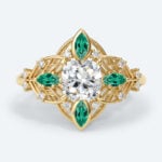 Cushion Cut Lab Grown Diamond Ornate Filigree Engagement Ring in Yellow Gold (1)