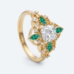 Cushion Cut Lab Grown Diamond Ornate Filigree Engagement Ring in Yellow Gold (4)