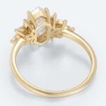 Unique Long Hexagon Lab Diamond Ring | Leafy Cluster Setting