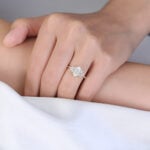 Unique Long Hexagon Lab Diamond Ring | Leafy Cluster Setting