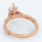 Vintage Marquise Cut Lab Diamond Ring | Milgrain Filigree Band in Rose Gold