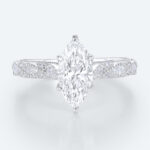 Vintage Marquise Cut Lab Diamond Ring | Milgrain Filigree Band in White Gold