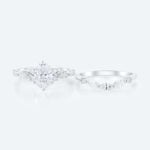 Modern Vintage Oval Lab Diamond Ring Set | Criss-Cross Band in White Gold