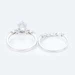 Modern Vintage Oval Lab Diamond Ring Set | Criss-Cross Band in White Gold