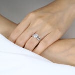 Modern Vintage Oval Lab Diamond Ring Set | Criss-Cross Band in White Gold