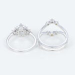 Oval Lab Diamond Ring Set with Sapphire Enhancer Bands in White Gold | 2pc