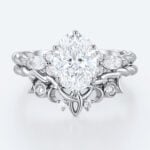 Oval Cut Lab Diamond Twisted Filigree Ring Set | White Gold