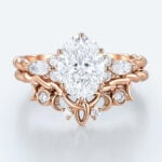 Oval Cut Lab Diamond Twisted Filigree Ring Set | Rose Gold