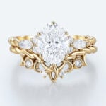 Oval Cut Lab Diamond Twisted Filigree Ring Set | Yellow Gold