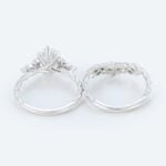 Oval Cut Lab Diamond Twisted Filigree Ring Set | White Gold