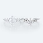 Oval Cut Lab Diamond Twisted Filigree Ring Set | White Gold