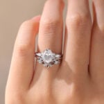 Oval Cut Lab Diamond Twisted Filigree Ring Set | White Gold