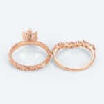 Vintage Floral Round Lab Diamond Ring Set | Rose Gold Flower