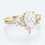 Oval Lab Grown Diamond Ring Set | Vintage Tiara Bridal Ring Set in Yellow Gold