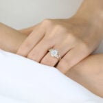 Oval Lab Grown Diamond Ring Set | Vintage Tiara Bridal Ring Set in Yellow Gold