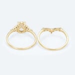 Oval Lab Grown Diamond Ring Set | Vintage Tiara Bridal Ring Set in Yellow Gold