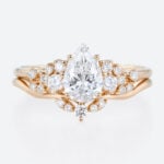 Pear Cut Lab Grown Diamond Ring Set | 14K Rose Gold Cluster