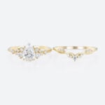 Pear Cut Lab Grown Diamond Ring Set | 14K Yellow Gold Cluster