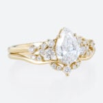 Pear Cut Lab Grown Diamond Ring Set | 14K Yellow Gold Cluster